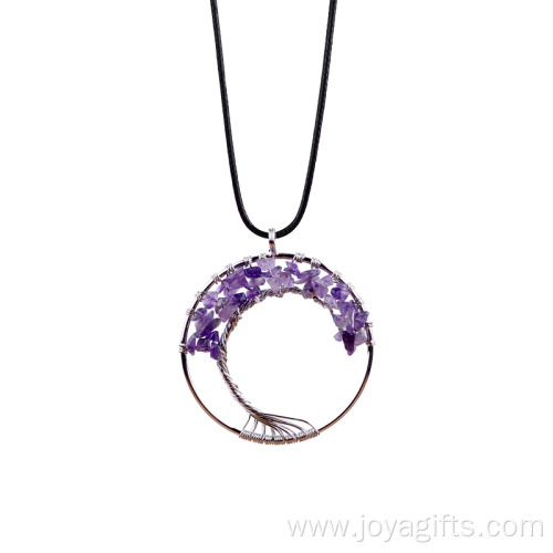 Healing Tree Of Life Pendant Wrapped Amethyst